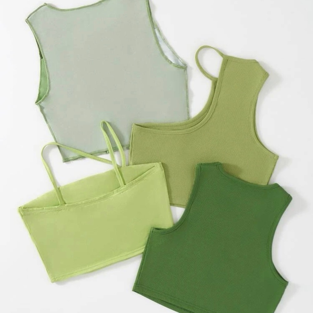New Two Green Cropped Tops